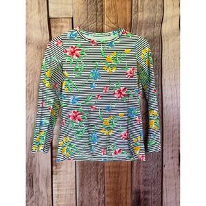 IBKUL Floral Stripe Cooling Top Golf Tennis Resort Summer Preppy Coastal XS